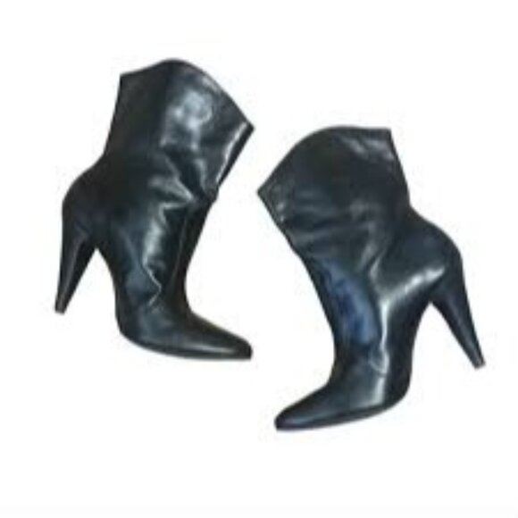 Gianni Bini Black Leather High Heel Ankle Western Cowgirl Glam Boots 8.5M Boho - Picture 1 of 10